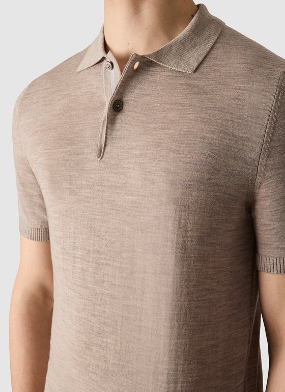 Pullover Polo 1/2 Arm Creme Frontansicht