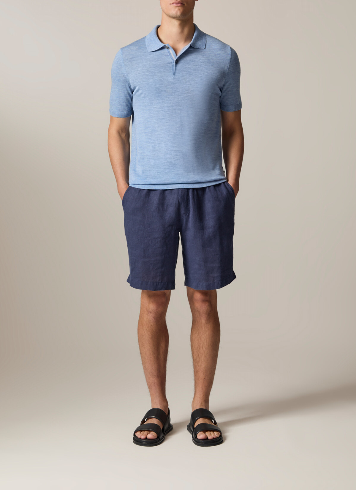 Pullover Polo 1/2 Arm, Whispering Blue Detailansicht 2