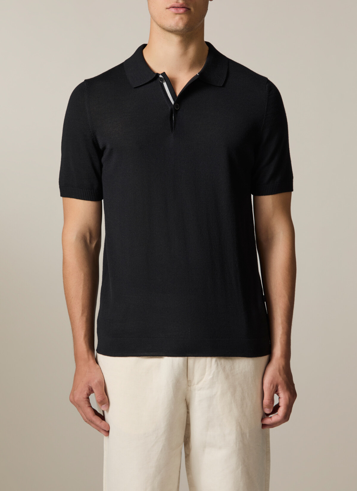 Pullover Polo 1/2 Arm, Black Detailansicht 1