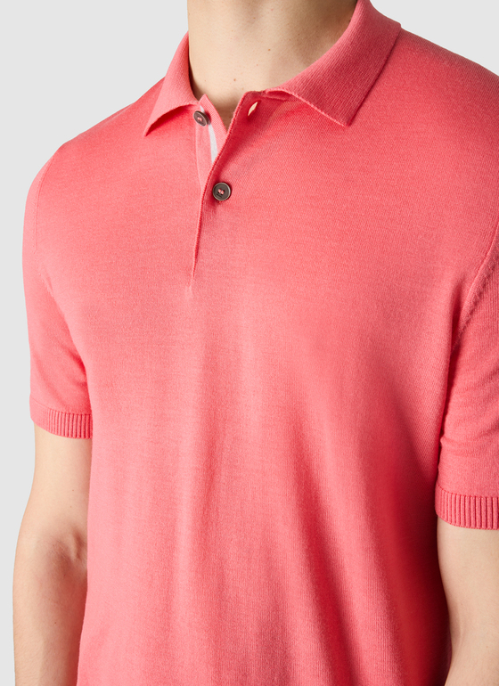 Pullover Polo 1/2 Arm Shiny Flamingo Frontansicht