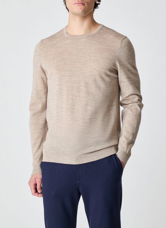 Pullover Rundhals 1/1 Arm Iced Latte Frontansicht