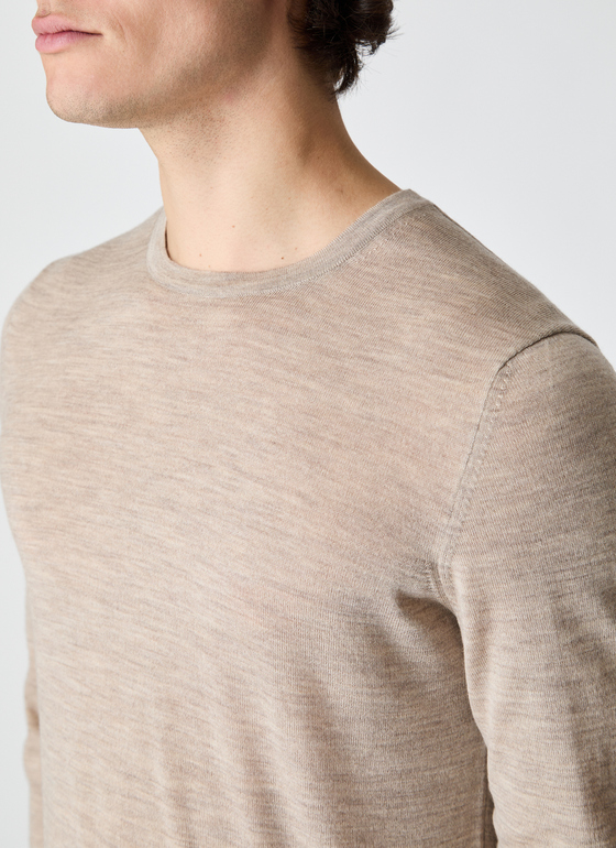 Pullover Rundhals 1/1 Arm Iced Latte Frontansicht