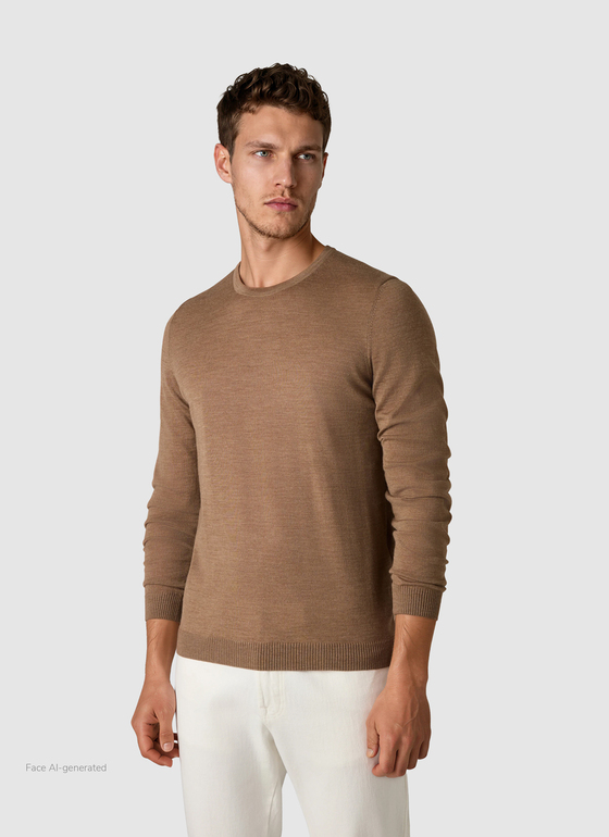 Pullover Rundhals 1/1 Arm Nougat Frontansicht
