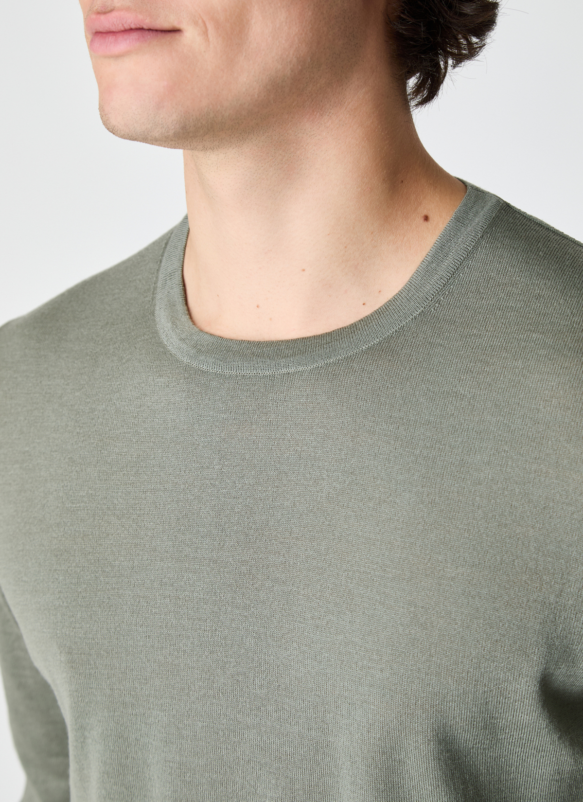 Pullover Rundhals 1/1 Arm, Foggy Teal Detailansicht 2