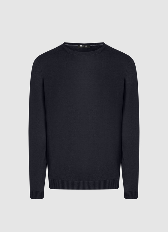 Pullover Rundhals 1/1 Arm Navy Frontansicht