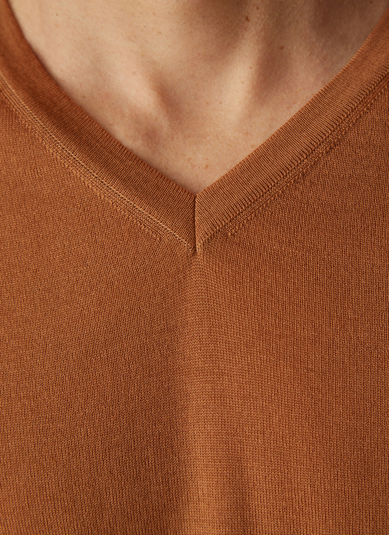 Pullover V-Ausschnitt 1/1 Arm, Tabacco Detailansicht 1