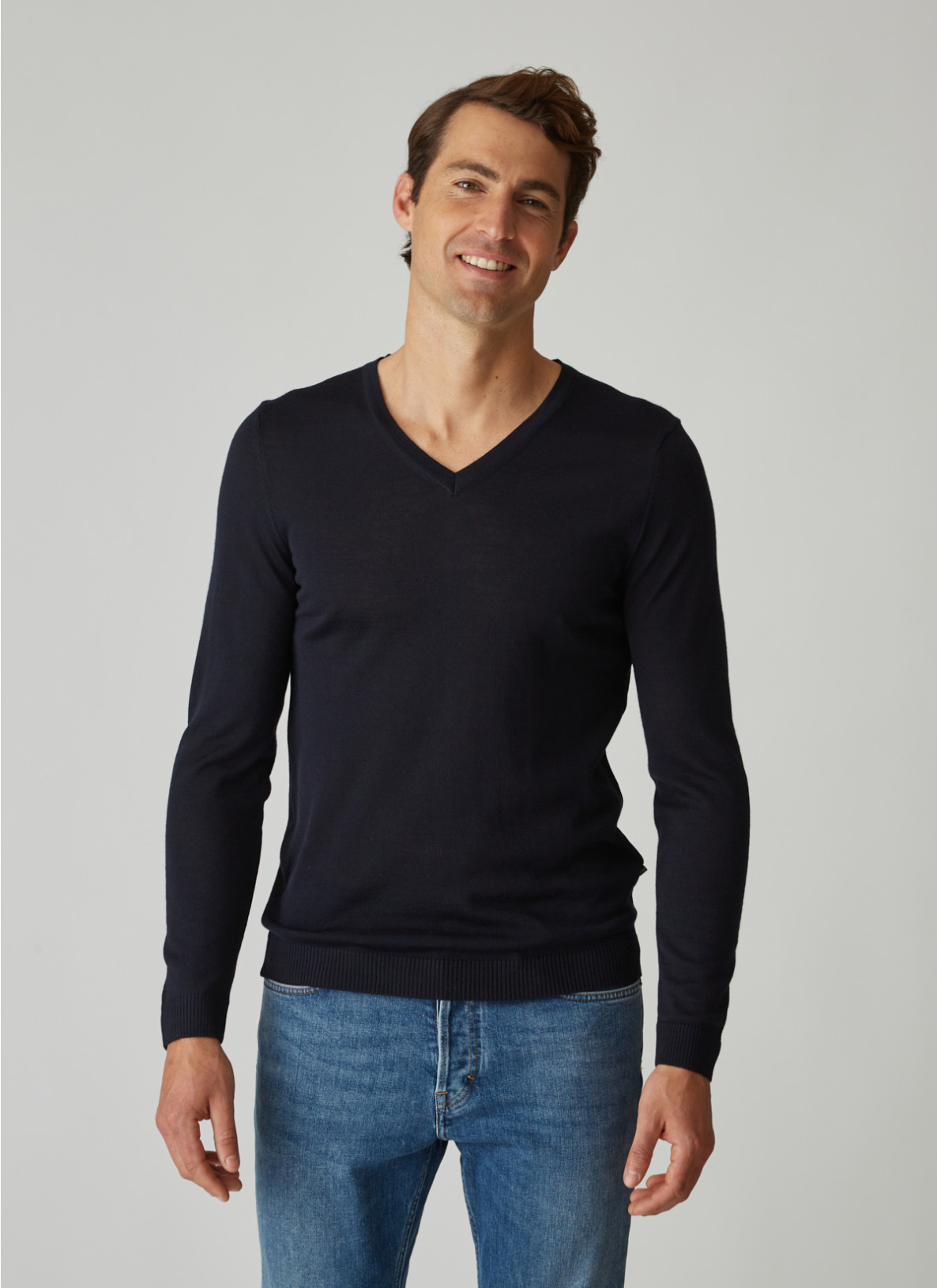 Pullover V-Ausschnitt 1/1 Arm, Navy Frontansicht