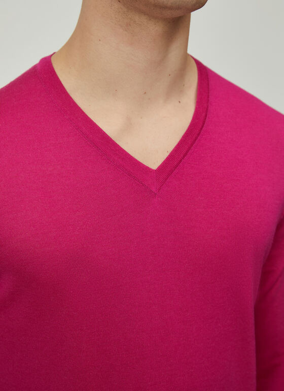 Pullover V-Ausschnitt 1/1 Arm Pink Duplex Frontansicht