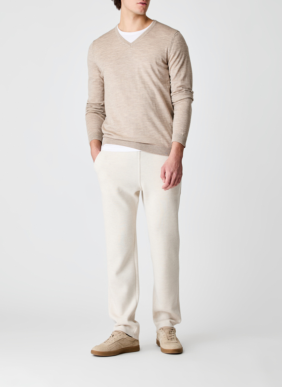 Pullover V-Ausschnitt 1/1 Arm Iced Latte Frontansicht