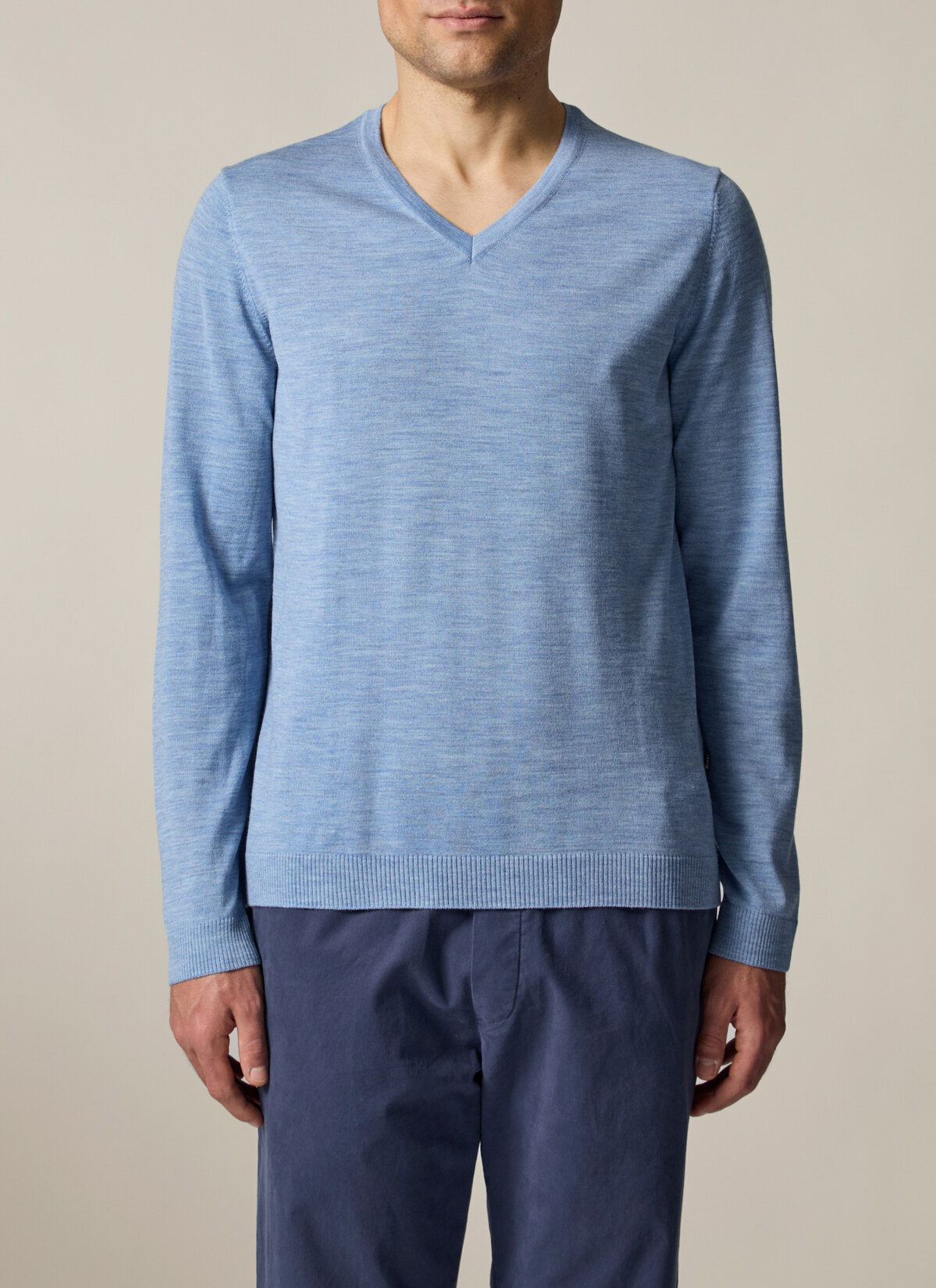 Pullover V-Ausschnitt 1/1 Arm, Whispering Blue Frontansicht