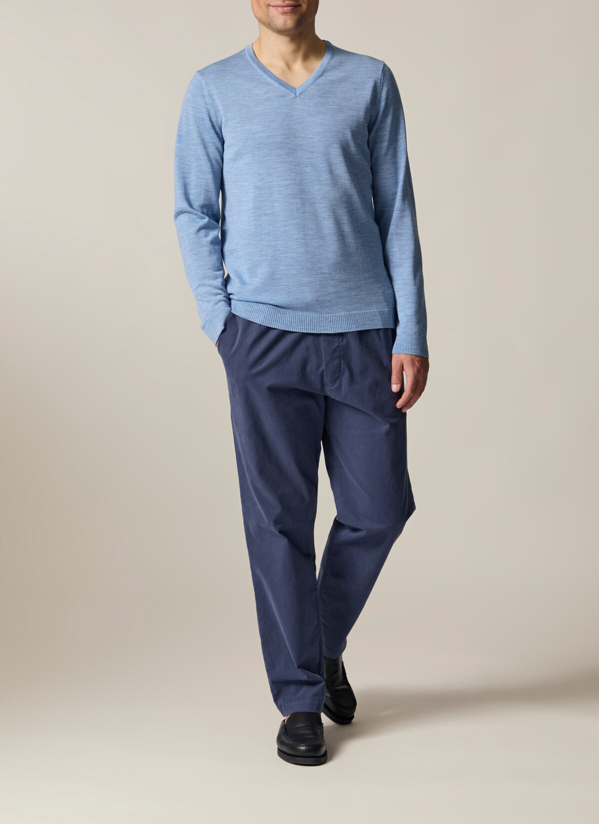 Pullover V-Ausschnitt 1/1 Arm, Whispering Blue Detailansicht 2