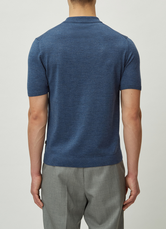 Pullover Polo 1/2 Arm Denim Frontansicht