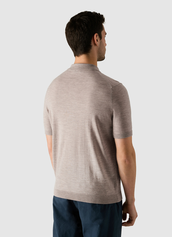 Pullover Polo 1/2 Arm Iced Latte Frontansicht