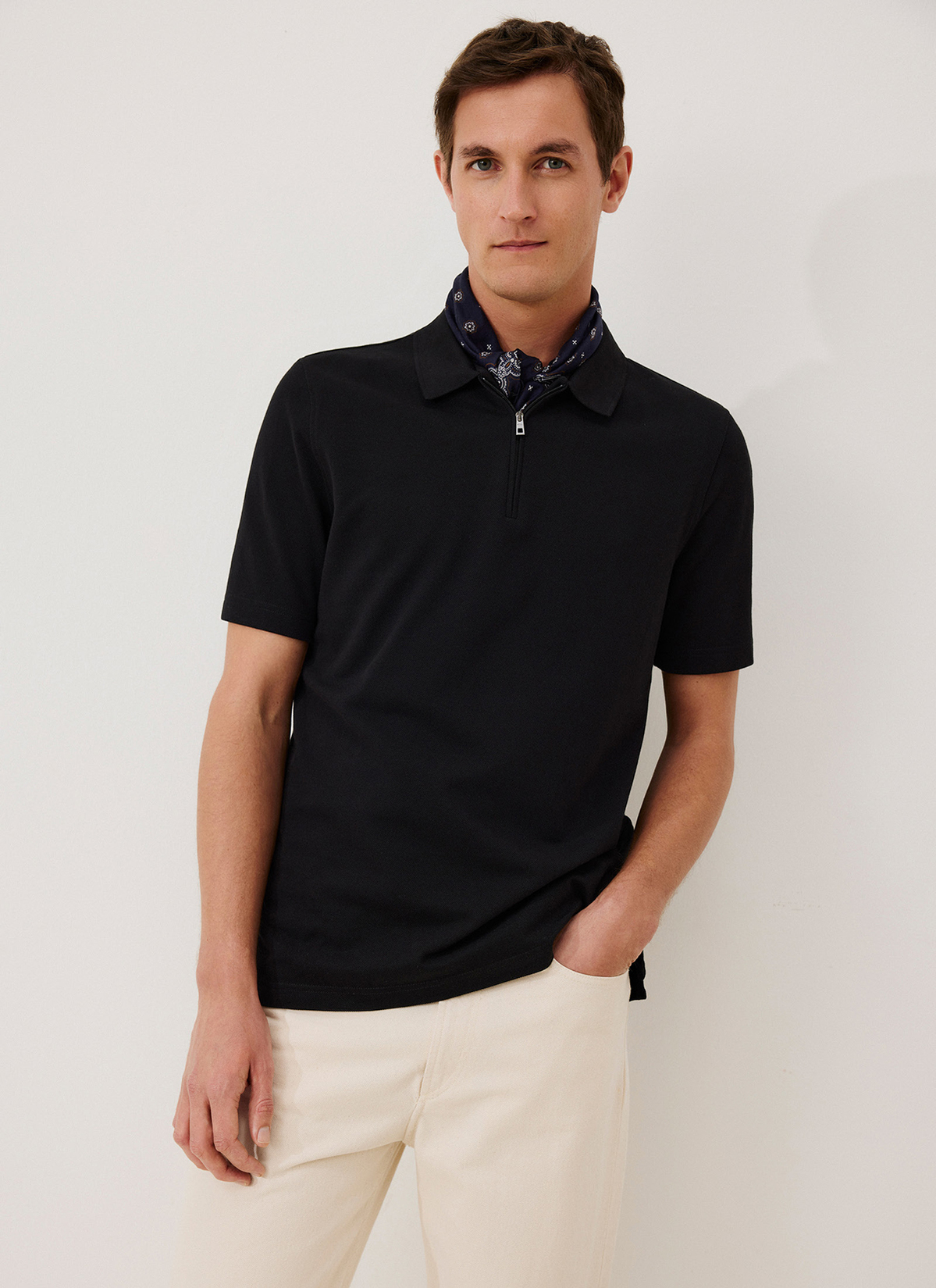 Pullover Polo 1/2 Arm, Navy Frontansicht