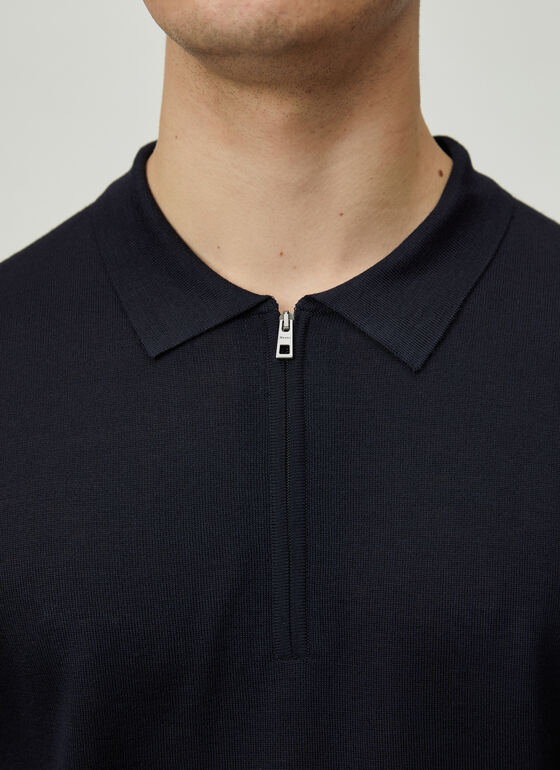 Pullover Polo 1/2 Arm Navy Frontansicht