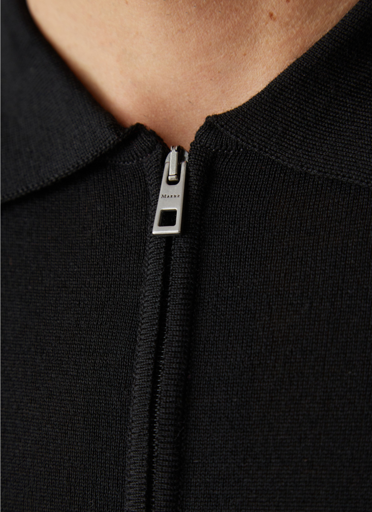 Pullover Polokragen Zip 1/1 Arm, Black Detailansicht 2