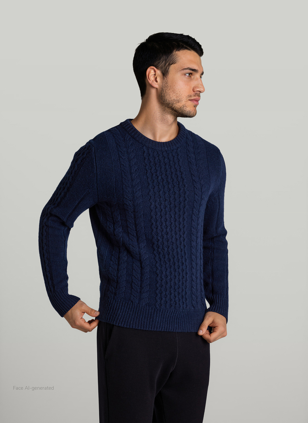 Pullover Rundhals 1/1 Arm, Navy Frontansicht