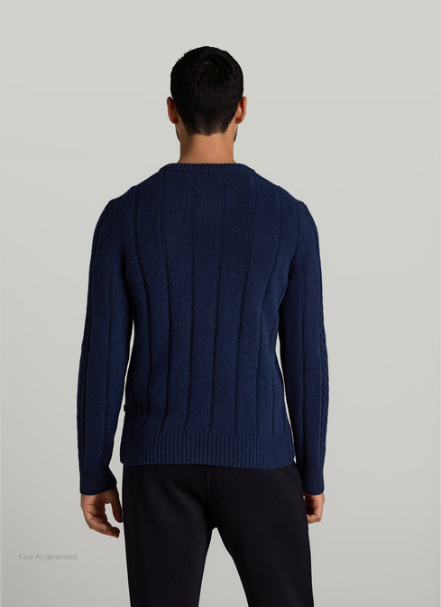 Pullover Rundhals 1/1 Arm, Navy Rückansicht