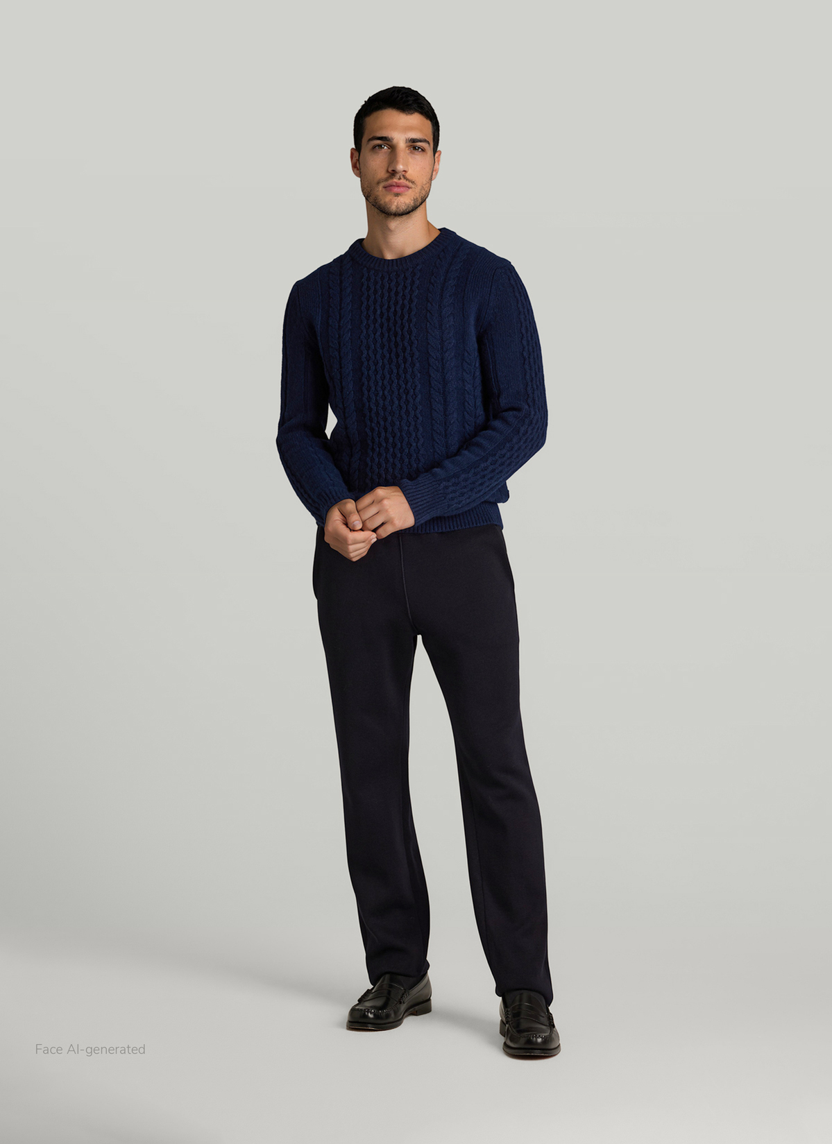 Pullover Rundhals 1/1 Arm, Navy Detailansicht 2