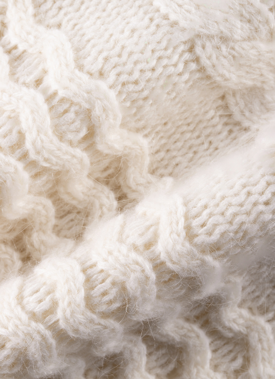 Pullover Rundhals 1/1 Arm Off White Frontansicht