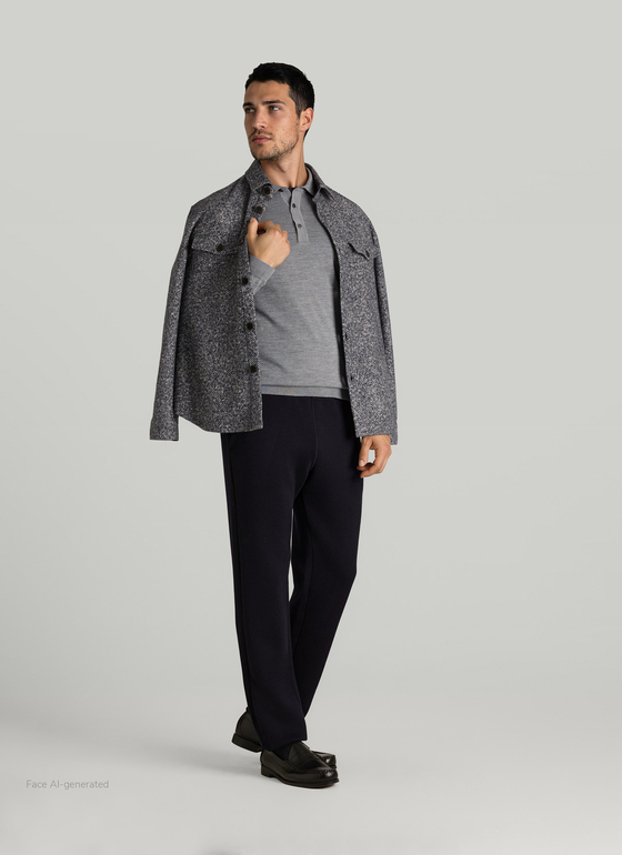 Pullover Rollkragen 1/1 Arm Shark Skin Frontansicht