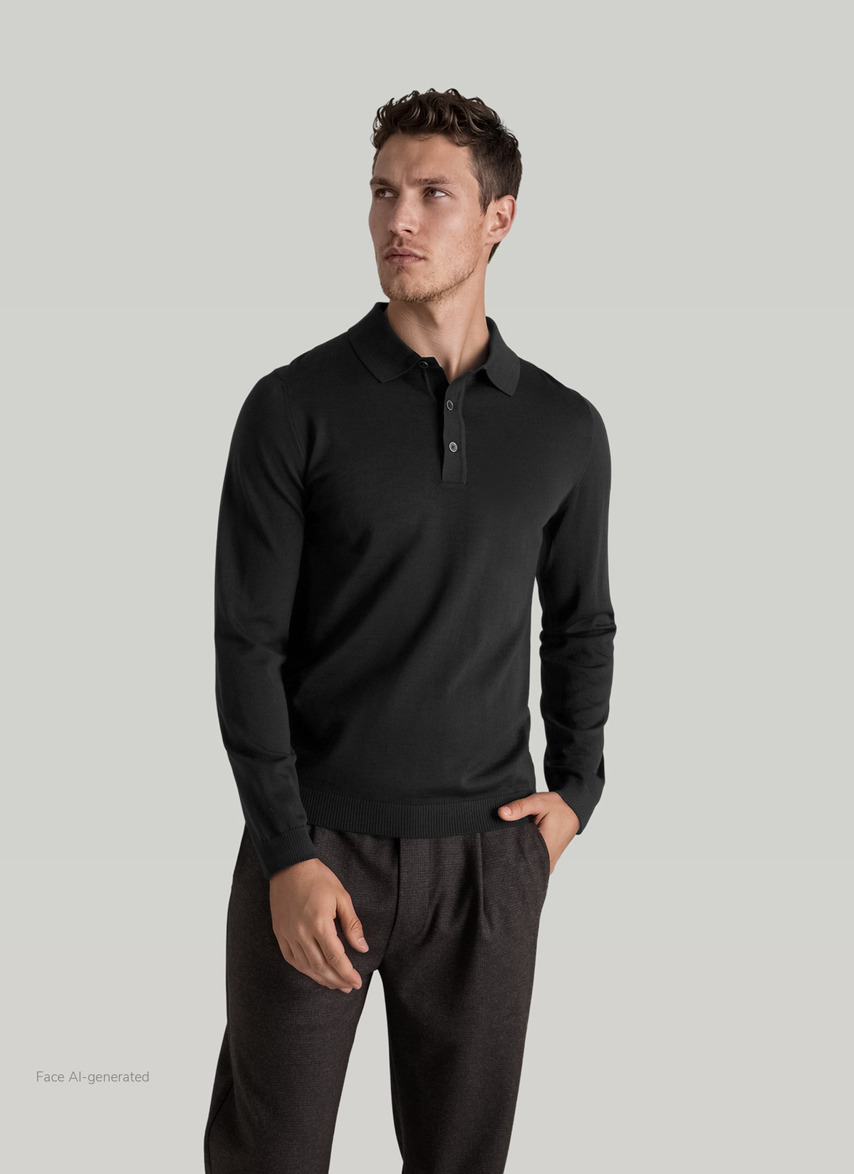 Pullover Rollkragen 1/1 Arm, Black Frontansicht