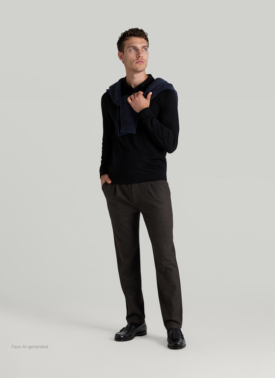 Pullover Rollkragen 1/1 Arm Black Frontansicht