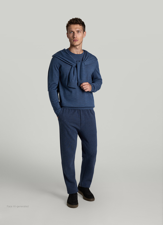 Pullover Rundhals 1/1 Arm Nimes Blue Frontansicht