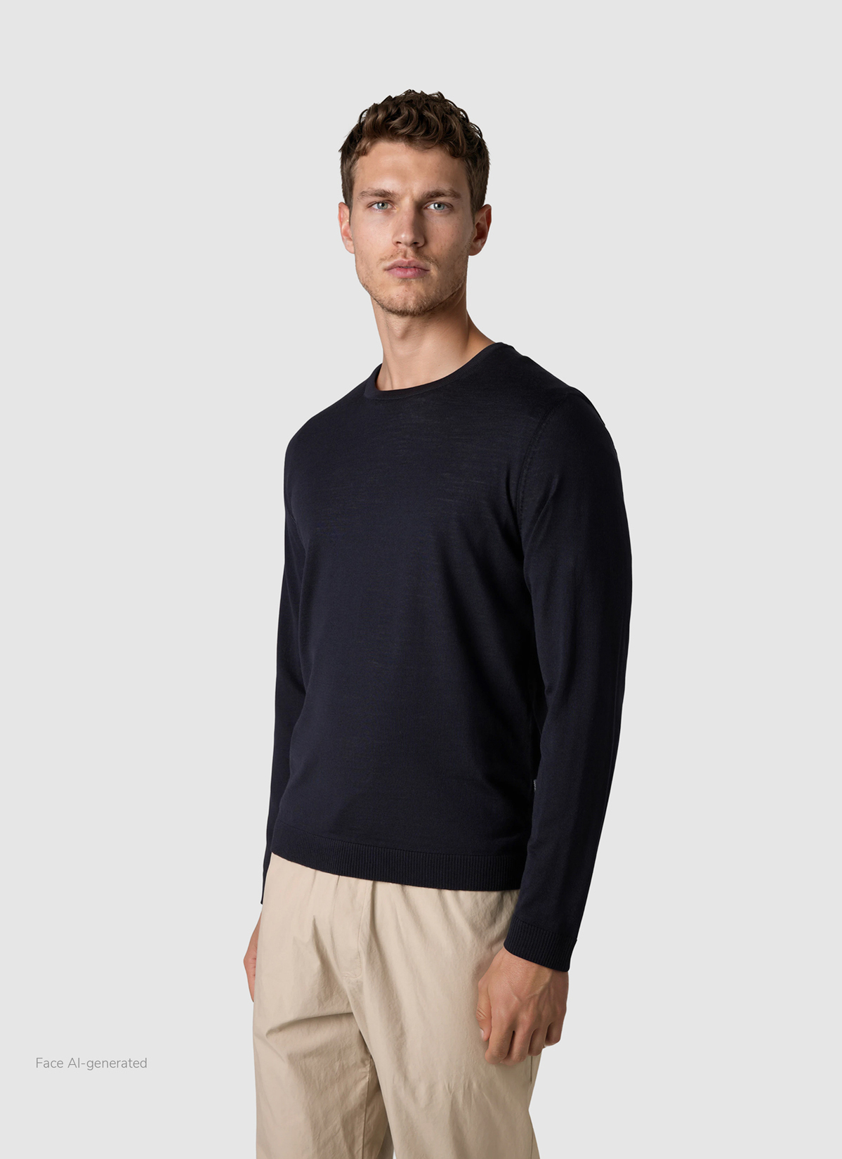 Pullover Rundhals 1/1 Arm, Navy Frontansicht