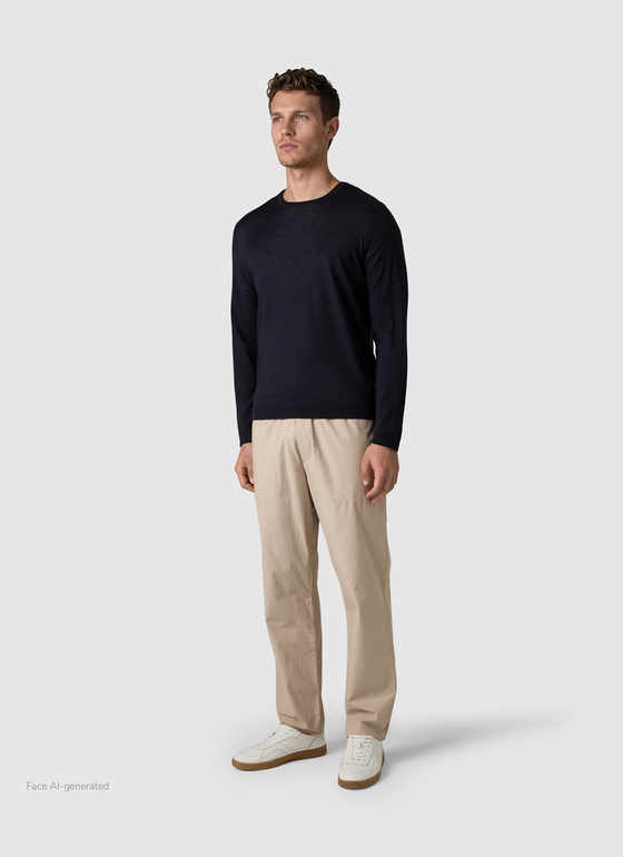 Pullover Rundhals 1/1 Arm Navy Frontansicht