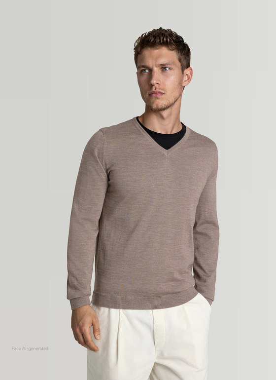 Pullover V-Ausschnitt 1/1 Arm Brownie Frontansicht