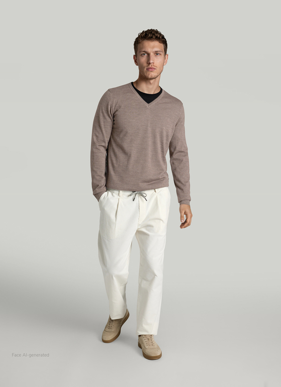 Pullover V-Ausschnitt 1/1 Arm Brownie Frontansicht