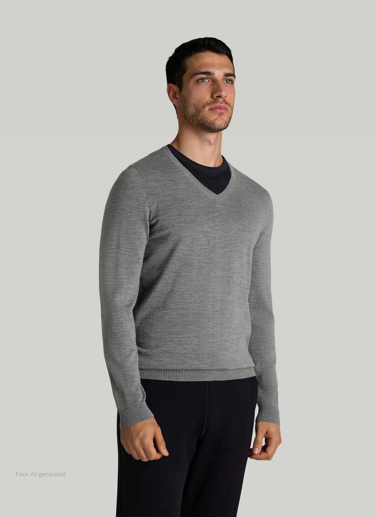 Pullover V-Ausschnitt 1/1 Arm, Shark Skin Frontansicht