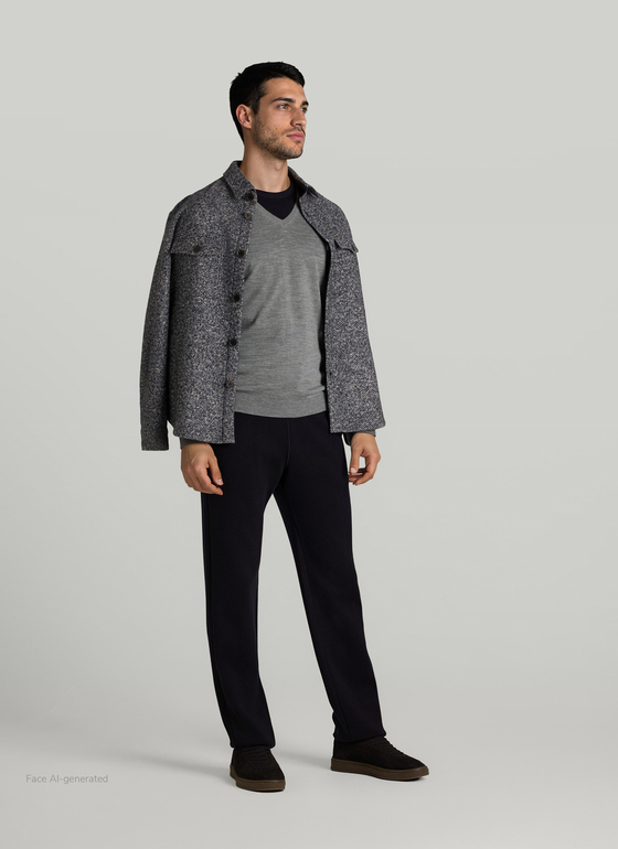 Pullover V-Ausschnitt 1/1 Arm Shark Skin Frontansicht