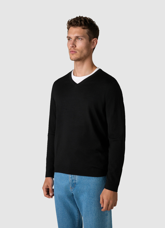 Pullover V-Ausschnitt 1/1 Arm Black Frontansicht