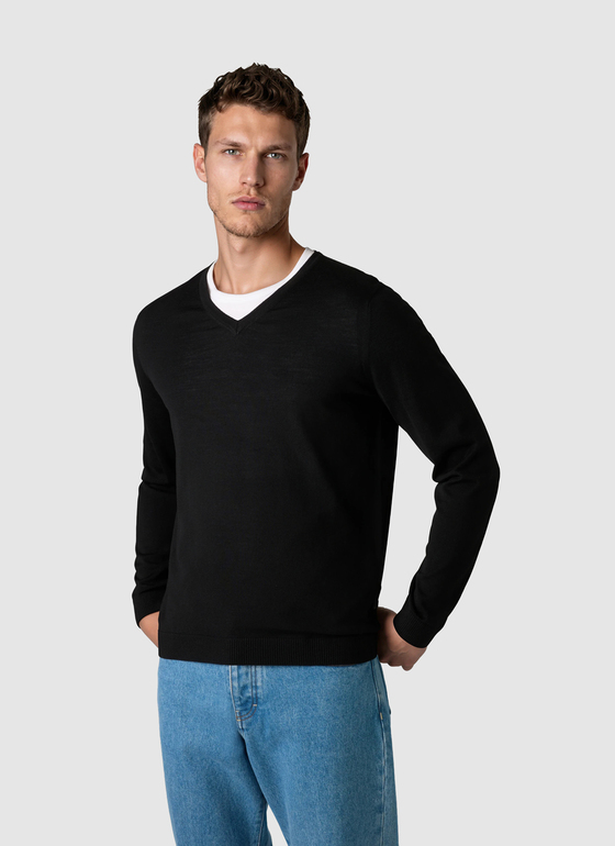 Pullover V-Ausschnitt 1/1 Arm Black Frontansicht