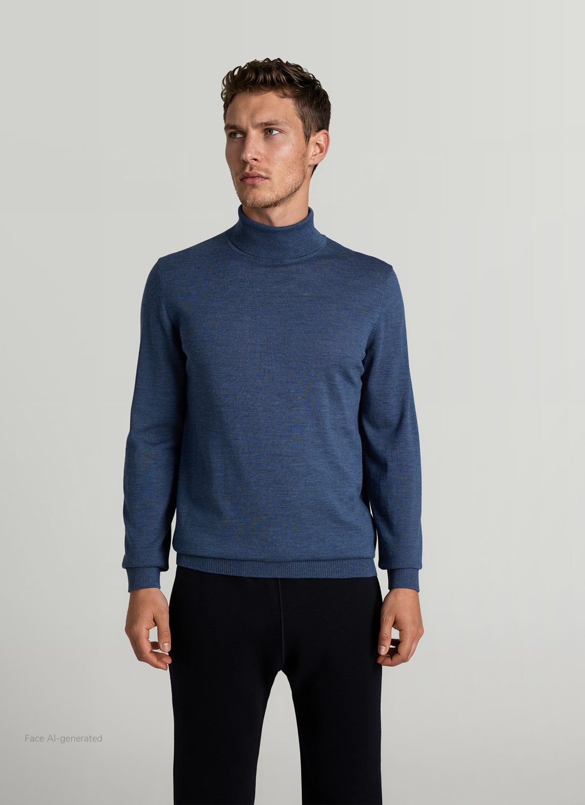 Pullover Rollkragen 1/1 Arm, Nimes Blue Frontansicht