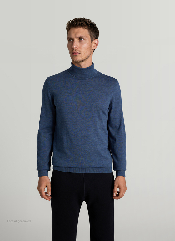 Pullover Rollkragen 1/1 Arm Nimes Blue Frontansicht