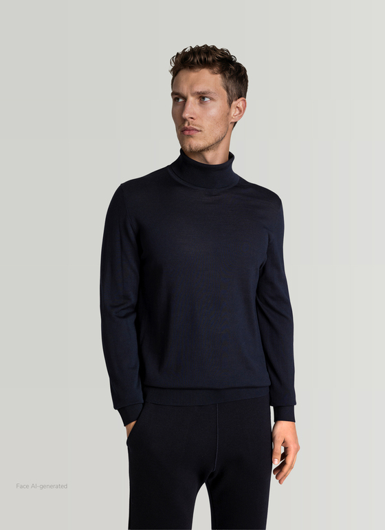 Pullover Rollkragen 1/1 Arm Navy Frontansicht
