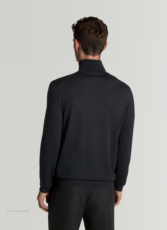 Pullover Rollkragen 1/1 Arm Black Frontansicht