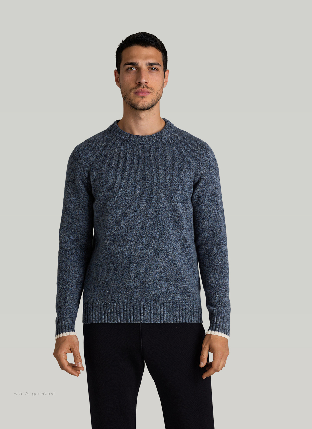 Pullover Rundhals 1/1 Arm, Nimes Blue Frontansicht