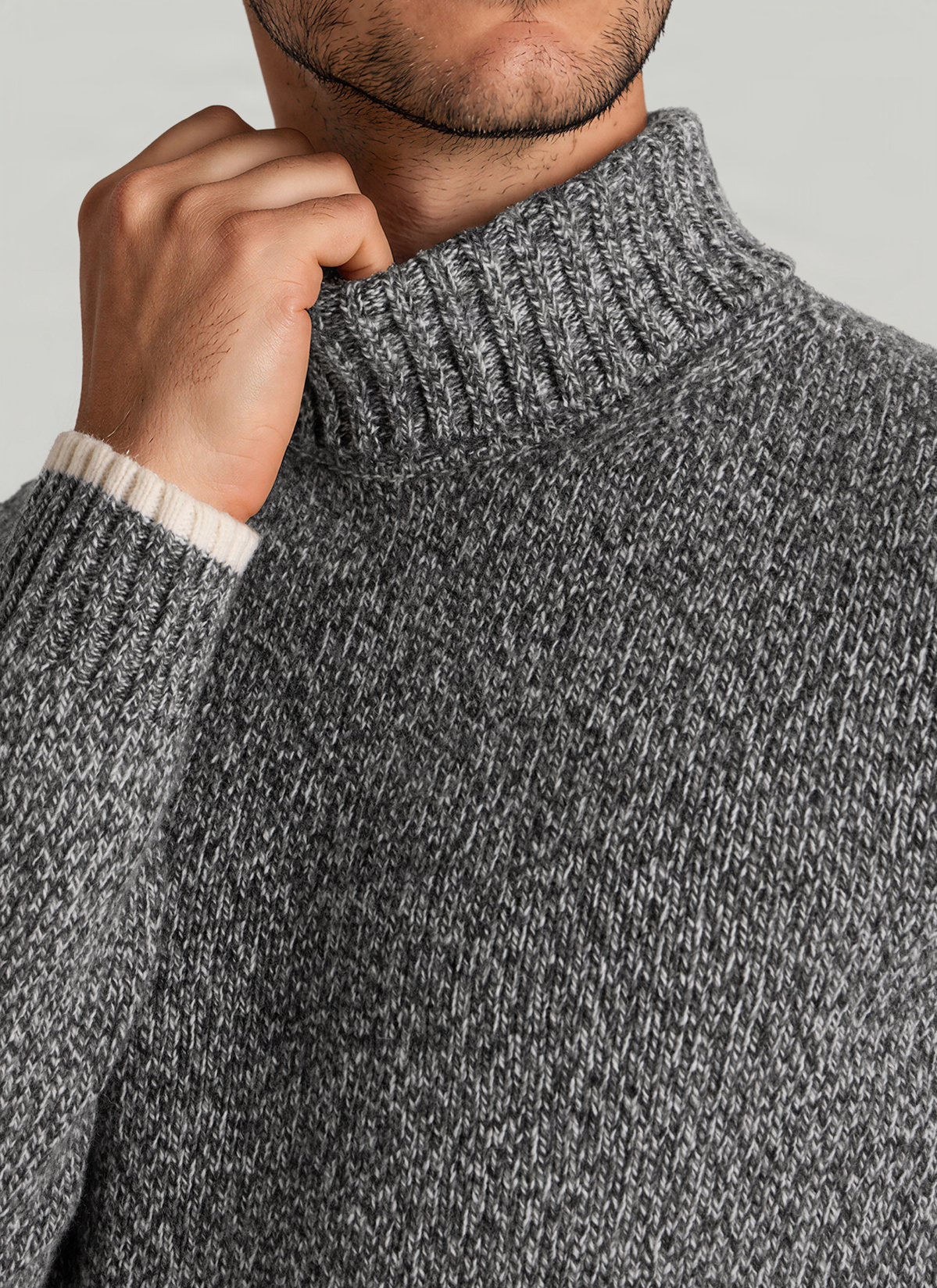 Pullover Rollkragen 1/1 Arm, Shark Skin Detailansicht 1