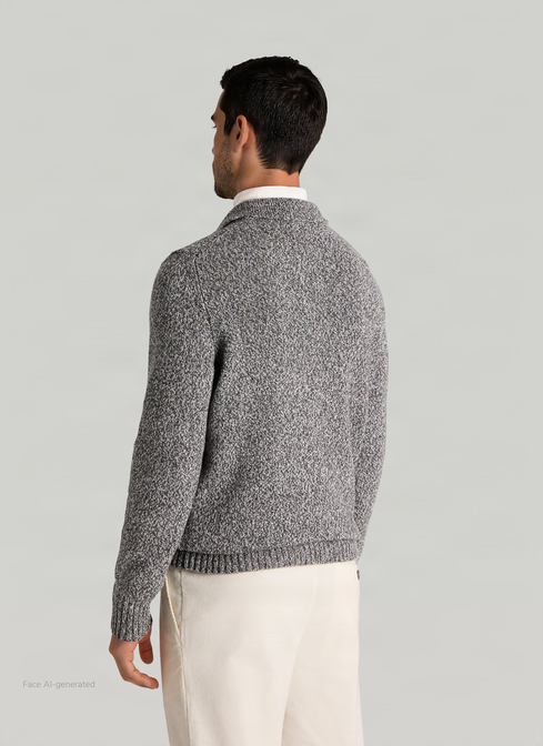 Pullover Polokragen Knopf 1/1 Arm, Shark Skin Rückansicht