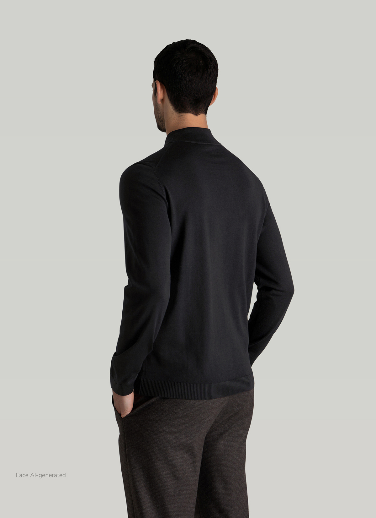 Pullover Rollkragen 1/1 Arm, Black Rückansicht