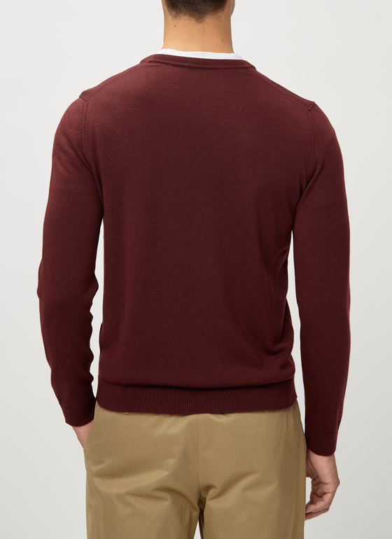 Pullover V-Ausschnitt 1/1 Arm Dark Berry Frontansicht