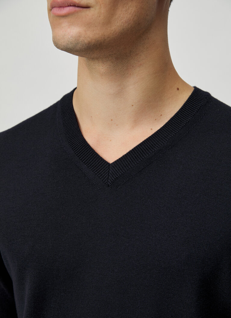 Pullover V-Ausschnitt 1/1 Arm, Navy Detailansicht 1