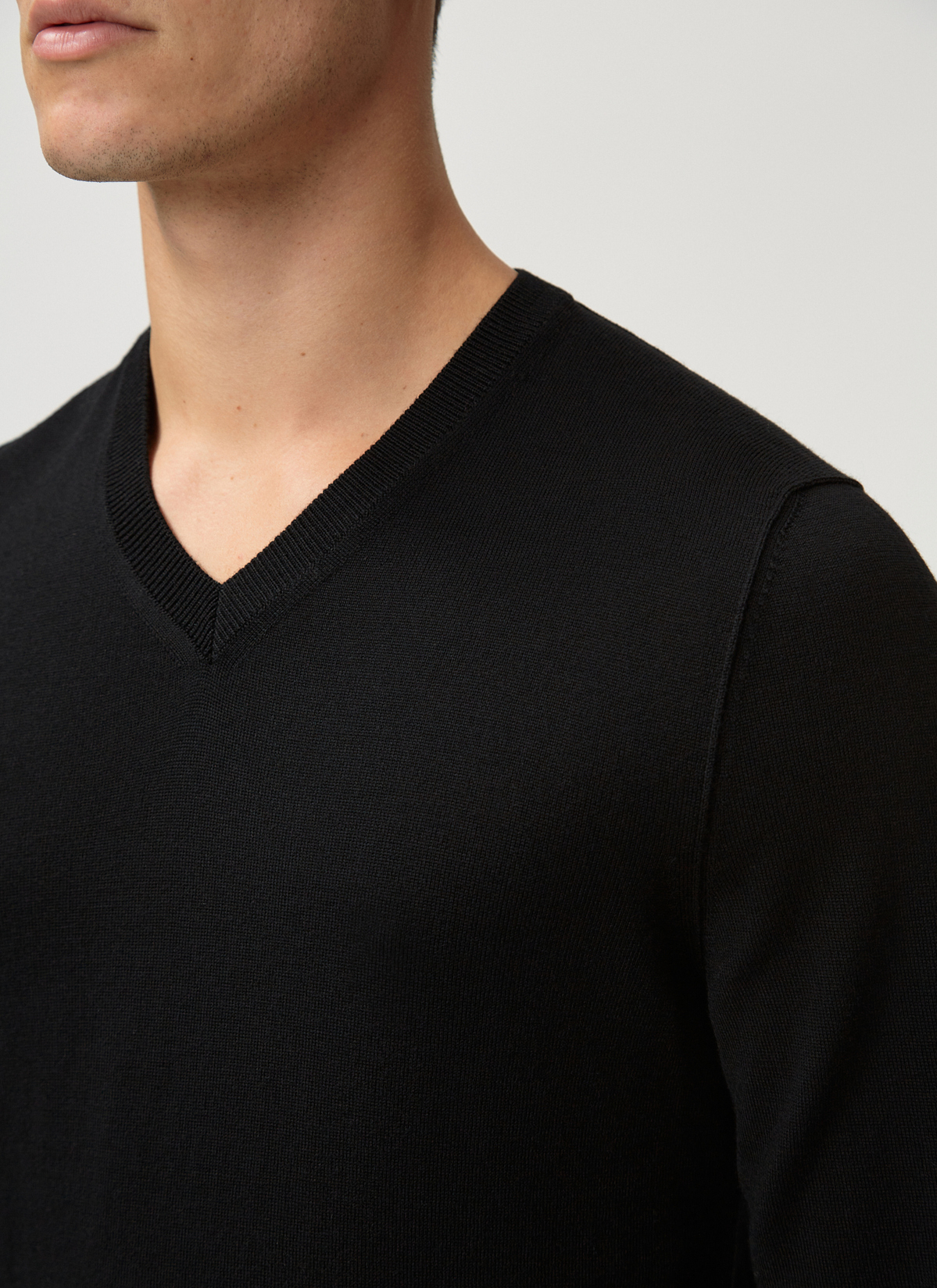 Pullover V-Ausschnitt 1/1 Arm, Black Detailansicht 2