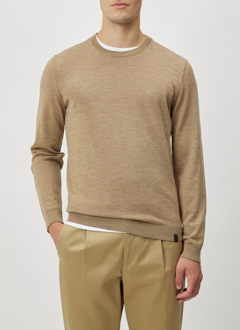 Pullover Rundhals 1/1 Arm, Choco Cream Frontansicht