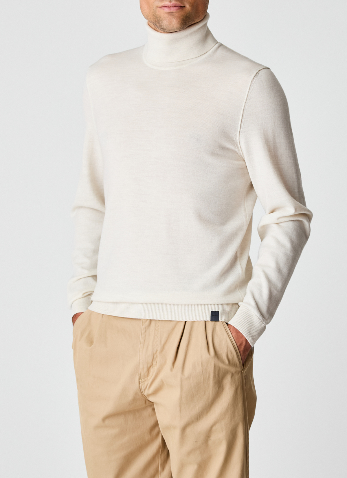 Pullover Rollkragen 1/1 Arm, Off White Detailansicht 1