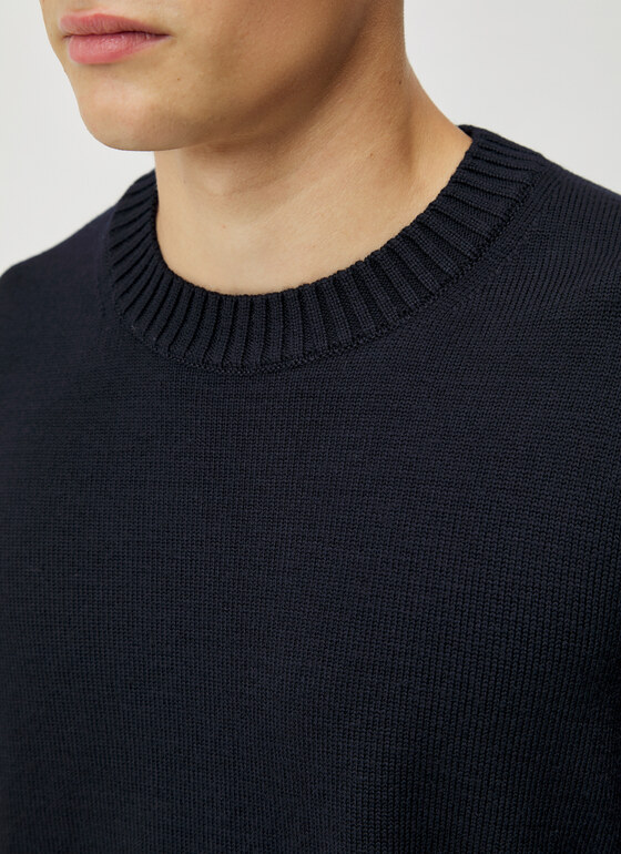 Pullover Rundhals 1/1 Arm Navy Frontansicht